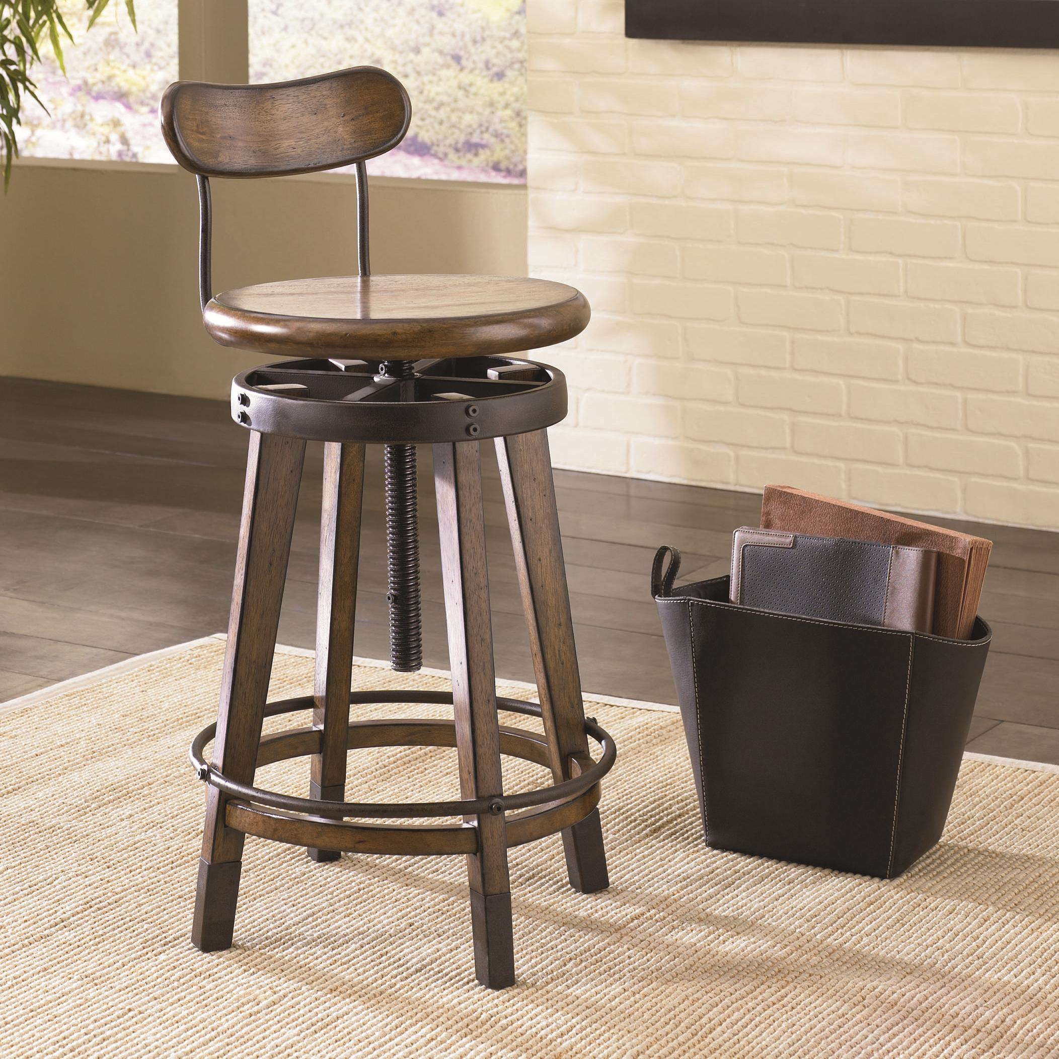 Hammary Studio Home Urban Weathered Oak Swivel Adjustable Stool